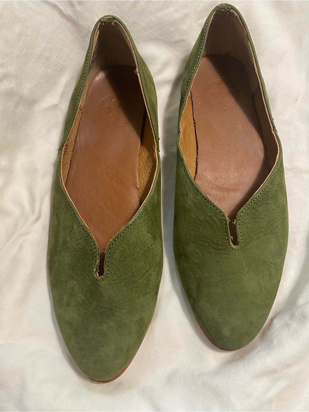 Charleston Shoe Co Green Suede Flats